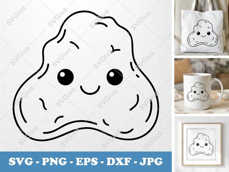 Chicken Nuggets SVG | Cute Kawaii Food Outline | PNG EPS DXF | Cricut Silhouette Cut File
