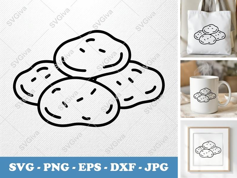 Chicken Nuggets SVG, Modern Clean Line Art, Food Outline PNG EPS DXF, Cricut Silhouette Cut File, Fast Food Clipart