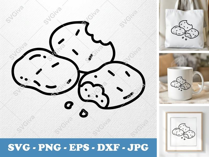 Chicken Nuggets SVG | Outline Line Art Bite Marks | PNG EPS DXF | Cricut Silhouette Cut File Food Clip Art