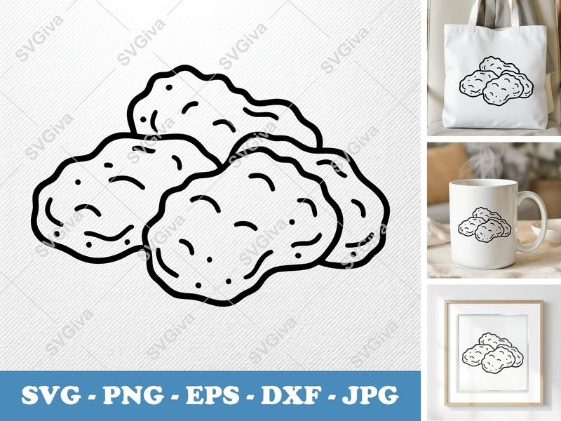 Chicken Nuggets SVG | Puffy, Inflated Shapes | No Sharp Corners | PNG DXF EPS | Cricut Silhouette File