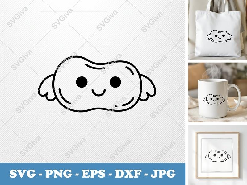 Chicken Nuggets with Smiling Face SVG | Friendly Bean-Shaped Cut File | PNG DXF EPS for Cricut Silhouette