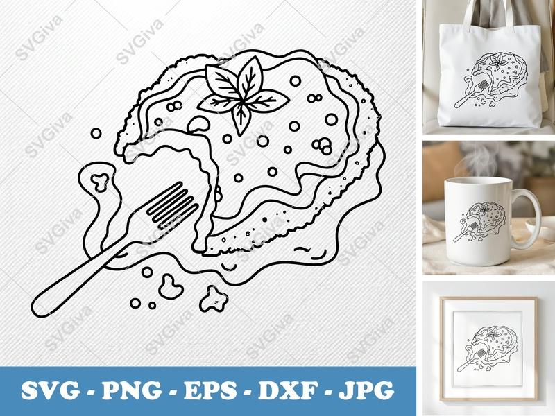 Chicken Parmesan Partially Eaten SVG PNG DXF EPS | Food Cut File Cricut Silhouette | Italian Dinner