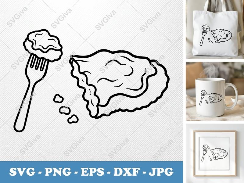 Chicken Parmesan SVG, Fork Food Cut File, Modern Kitchen Clipart, EPS DXF PNG for Cricut & Silhouette