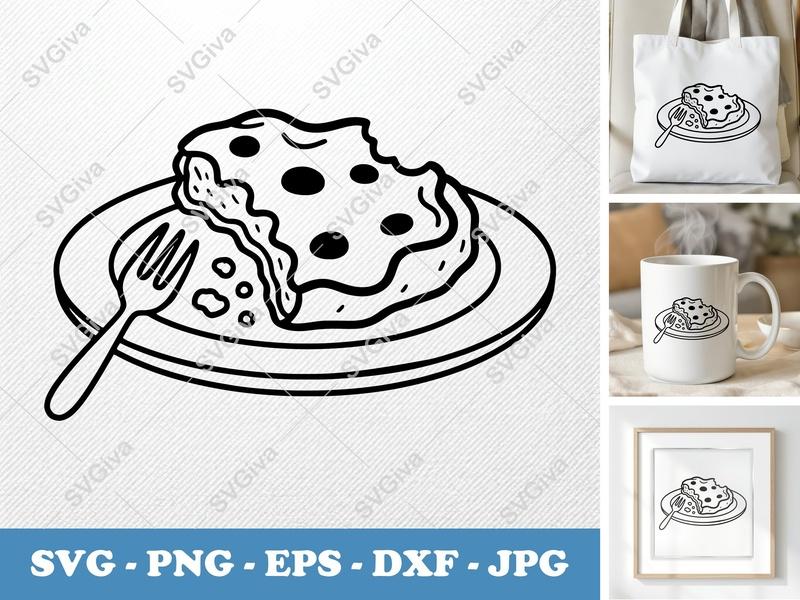 Chicken Parmesan SVG, Modern Clean Cut File, Food Outline Design, PNG EPS DXF | Cricut Silhouette | Kitchen Decor