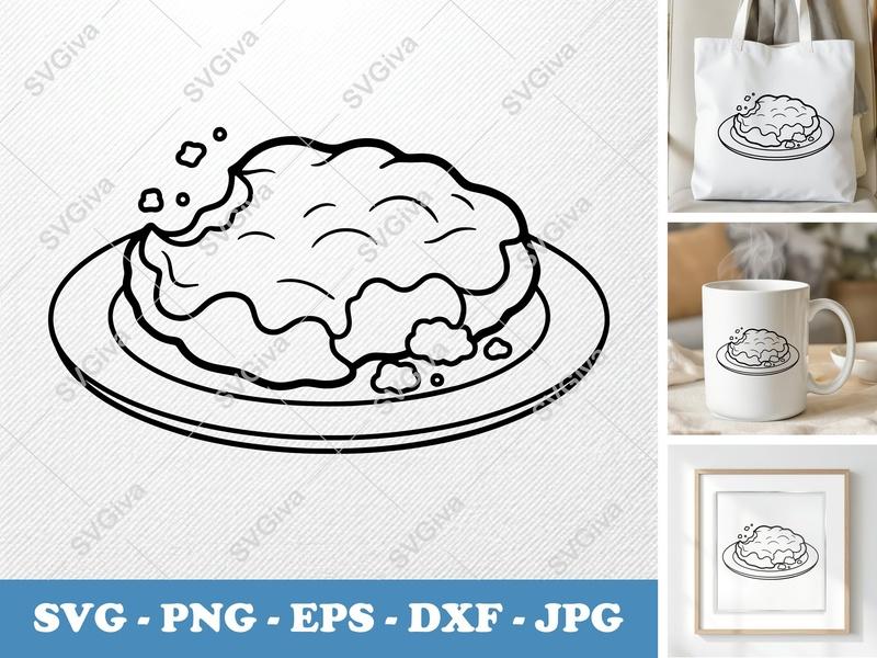 Chicken Parmesan SVG, Modern Clean Cut File, Food Outline, PNG EPS DXF, Cricut Silhouette Ready