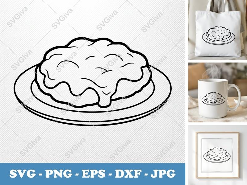 Chicken Parmesan SVG, Modern Clean Design, Food Outline PNG EPS DXF, Cricut Silhouette Cut File, Dinner Clipart, Kitchen Vector