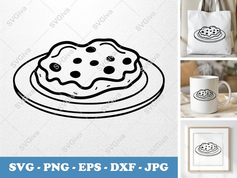 Chicken Parmesan SVG, Modern Clean Food Graphic, Plate Meal PNG EPS DXF, Cricut Silhouette Cut File, Kitchen Decor