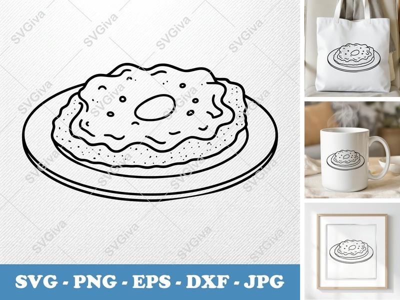Chicken Parmesan SVG, Modern Clean Food Line Art, PNG EPS DXF, Cricut Silhouette Cut File, Recipe Clipart Outline