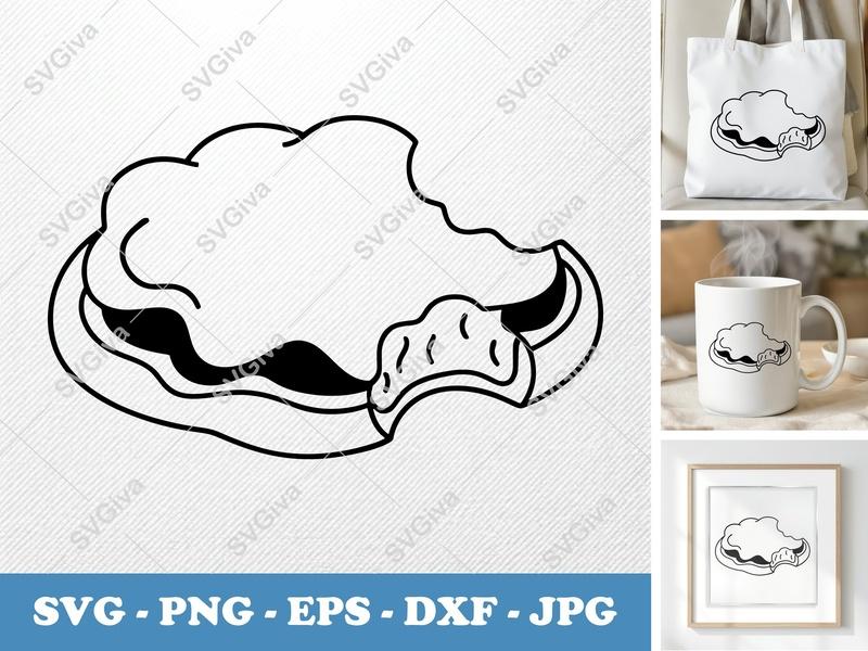 Chicken Parmesan SVG, Modern Clean Food Outline, Bitten Dish Digital Download, PNG EPS DXF for Cricut & Silhouette