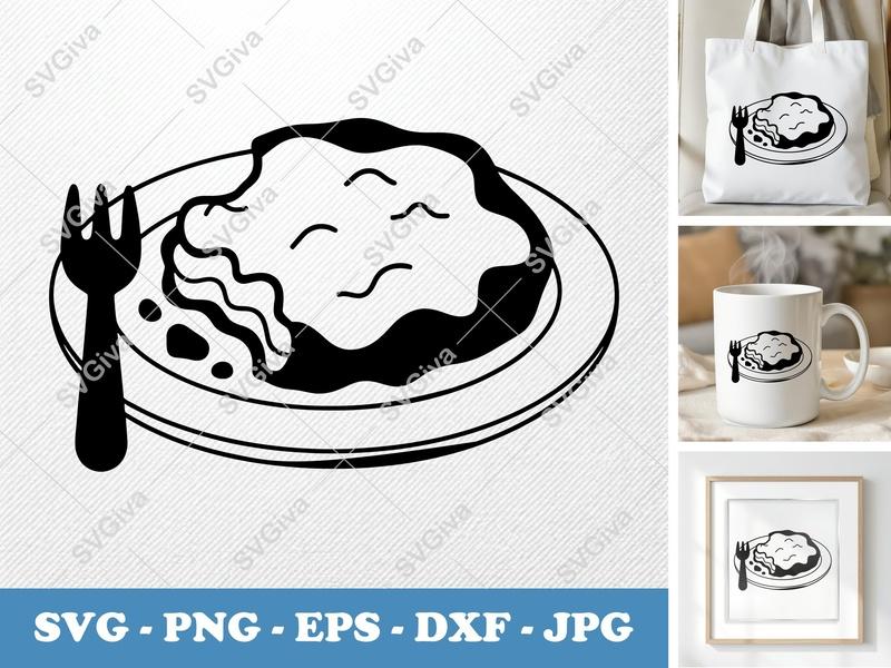 Chicken Parmesan SVG, Modern Food Cut File, Outline Graphic, PNG EPS DXF for Cricut & Silhouette, Kitchen Decor, Recipe