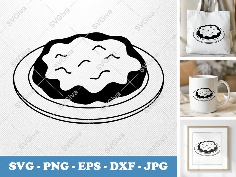 Chicken Parmesan SVG, Modern Food Cut File, Outline Recipe Clipart, EPS DXF PNG for Cricut & Silhouette