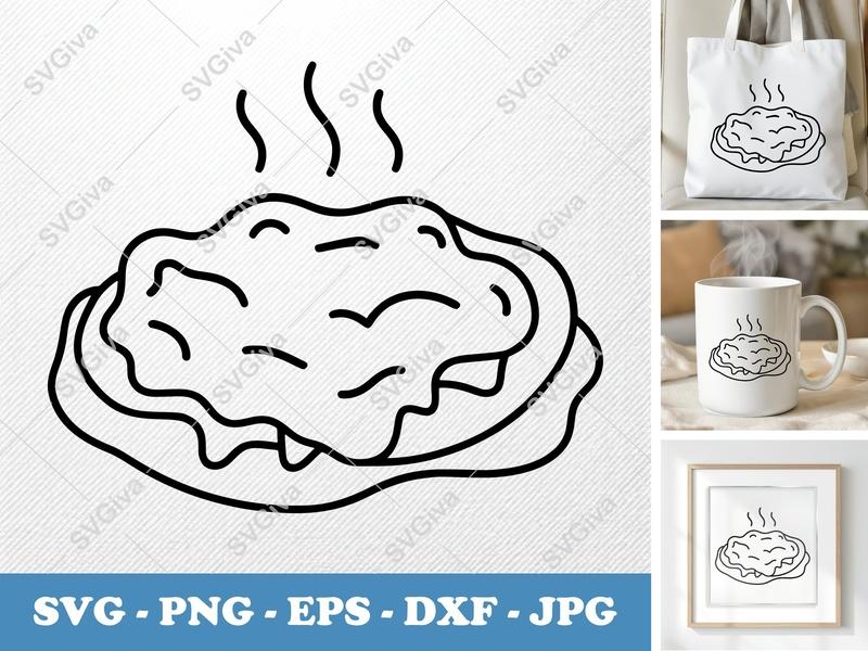 Chicken Parmesan SVG, Rounded Friendly Bean-Shaped Cut File, PNG DXF EPS for Cricut & Silhouette