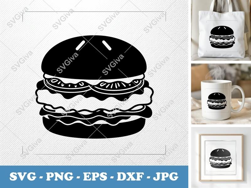 Chicken Sandwich SVG | Puffy Inflated Design | PNG DXF EPS | Cricut Silhouette Cut File
