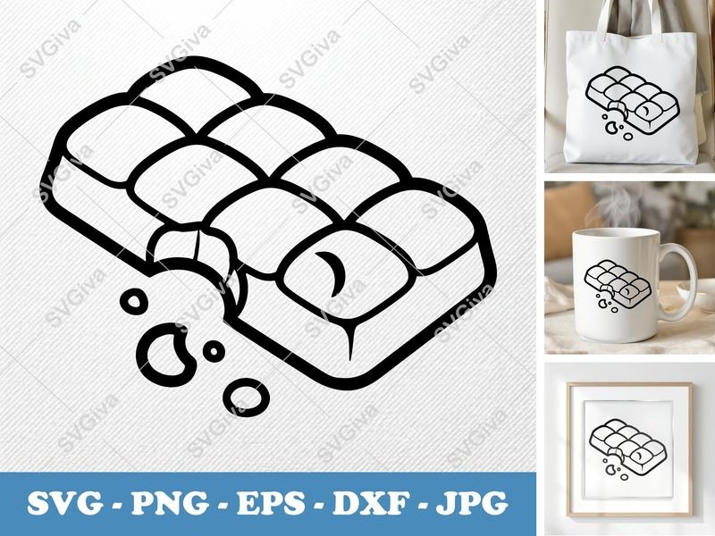 Chocolate Bar Partially Eaten SVG | Puffy Soft Shapes Design | PNG DXF EPS | Cricut Silhouette File