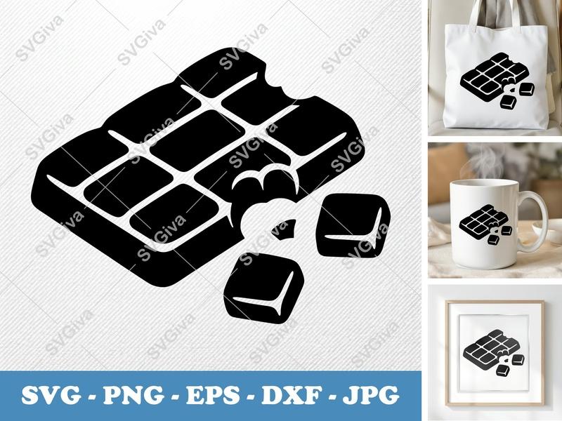 Chocolate Bar SVG | Bitten Candy Sweet Treat PNG EPS DXF | Cricut Silhouette Cut File | Modern Food Clipart Vector Design