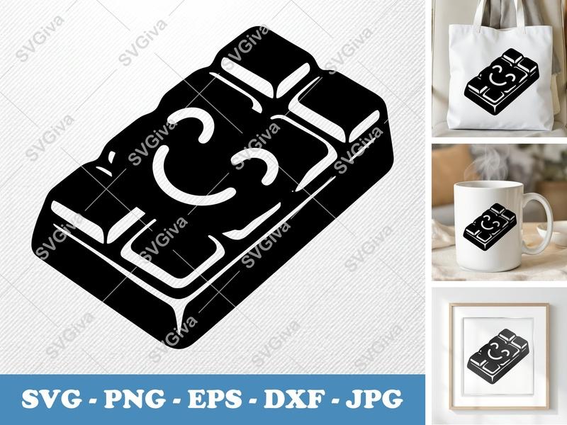 Chocolate Bar SVG, Cute Smile Face, Modern Candy Sweet Treat, PNG EPS DXF | Cricut Silhouette Cut File