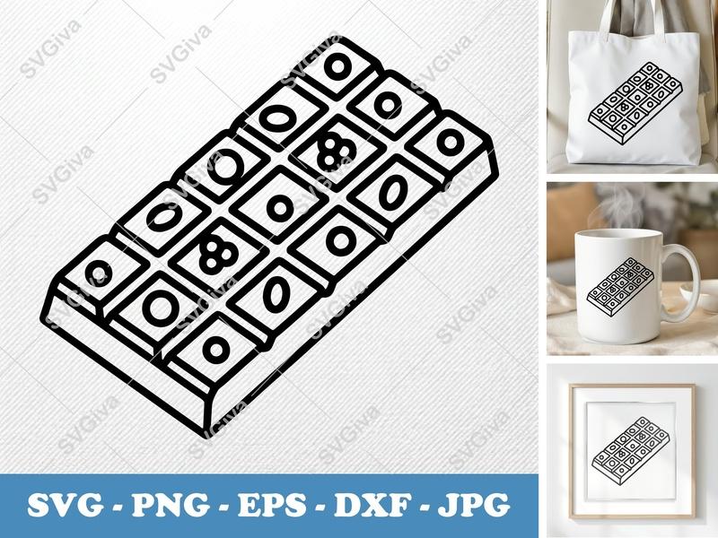 Chocolate Bar SVG, Line Art Design, Candy Sweet Treat, Foodie Cut File for Cricut & Silhouette, PNG, EPS, DXF