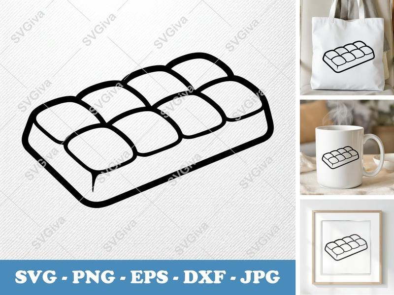 Chocolate Bar SVG | Puffy Shapes, Pillow-Soft Design | PNG DXF EPS | Cricut Silhouette File