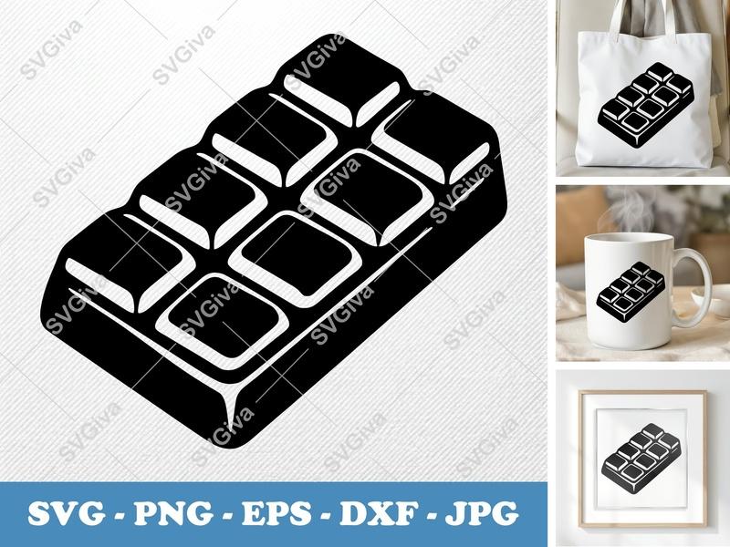 Chocolate Bar SVG | Solid Sweet Treat | Food Candy Dessert | PNG EPS DXF for Cricut & Silhouette | Modern Clean Design