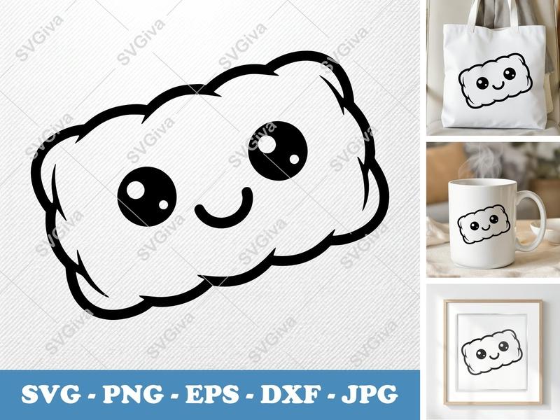 Chocolate Bar with Smiling Face SVG | Puffy Soft Shapes | Inflated Pillow-Soft Design | PNG DXF EPS | Cricut Silhouette File