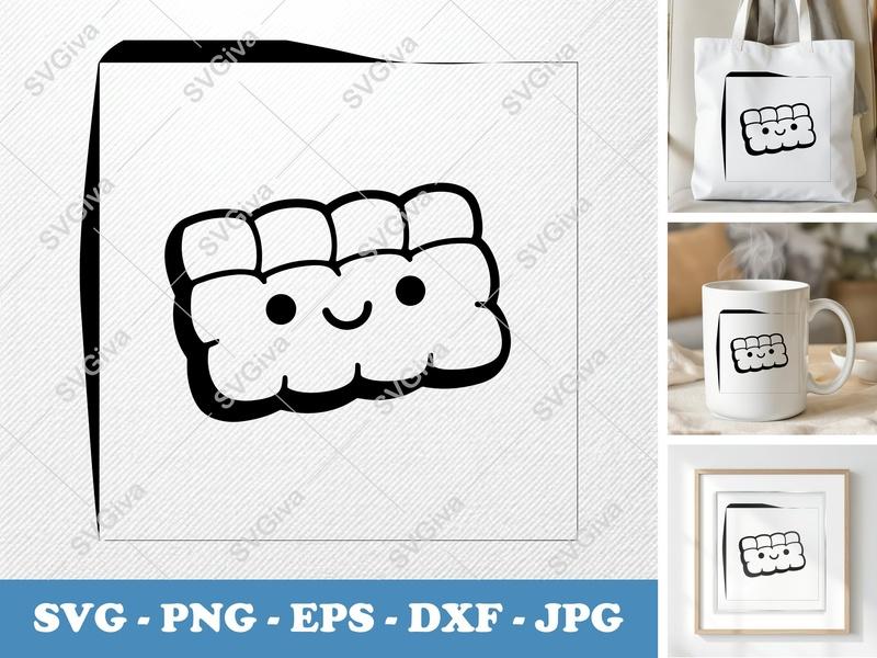 Chocolate Bar with Smiling Face SVG | Puffy Soft Shapes | PNG DXF EPS | Cricut Silhouette Cut File