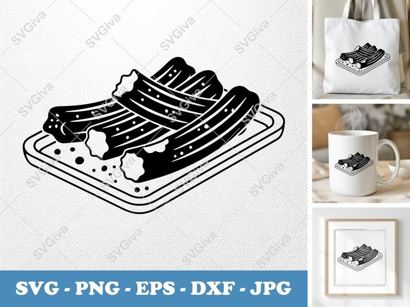 Churros Partially Eaten SVG | Puffy Pillow-Soft Style | PNG DXF EPS | Cricut Silhouette Cut File