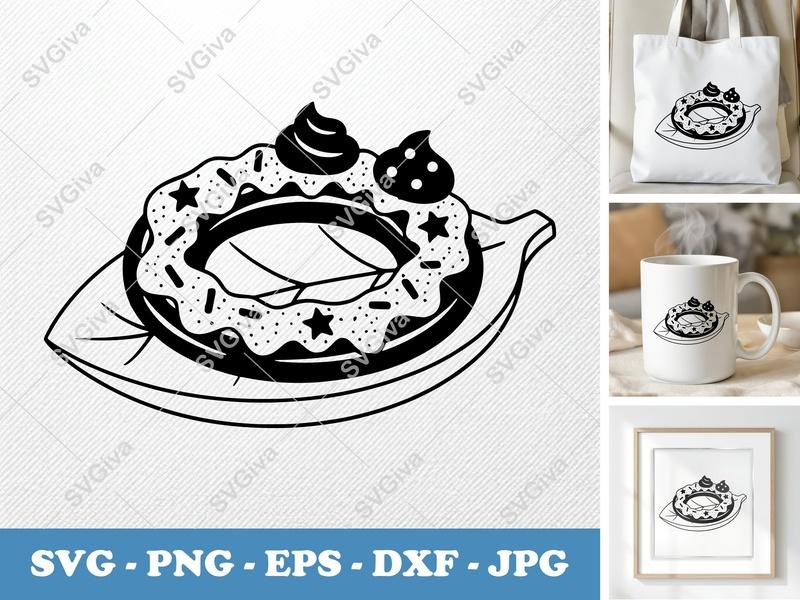 Churros SVG Donut Style, Sprinkles & Cream | PNG EPS DXF | Cricut Silhouette File | Modern Dessert Cut File