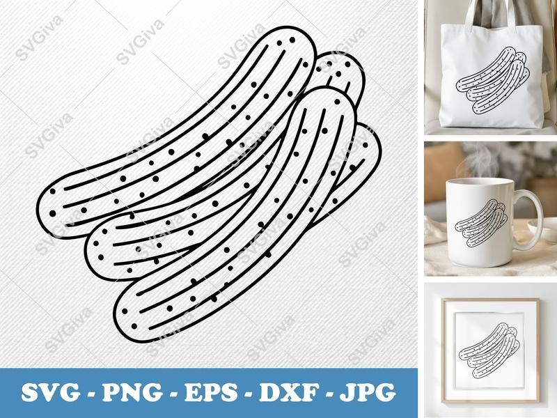 Churros SVG, Modern Clean Line Art, Dessert Cut File, PNG EPS DXF for Cricut & Silhouette, Snack Food Outline