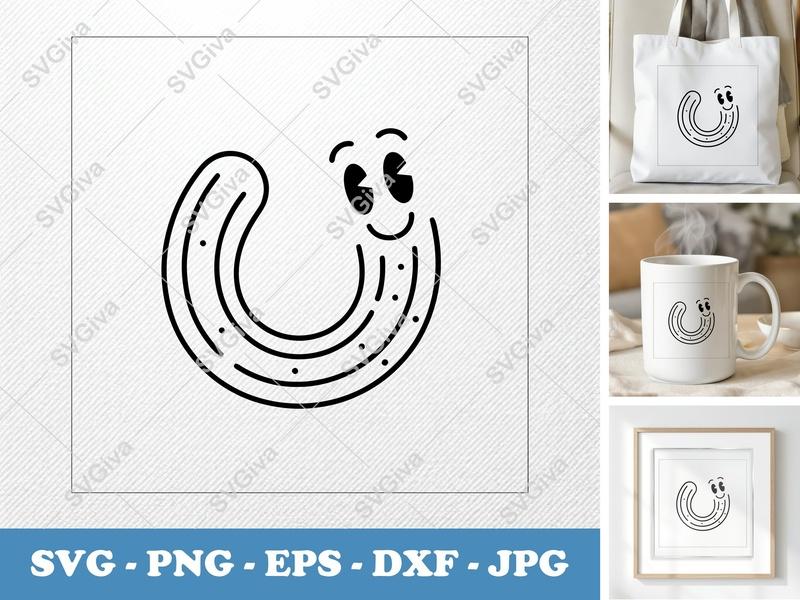 Churros with Smiling Face SVG | Friendly Bean-Shaped Cut File | PNG DXF EPS | Cricut Silhouette Design