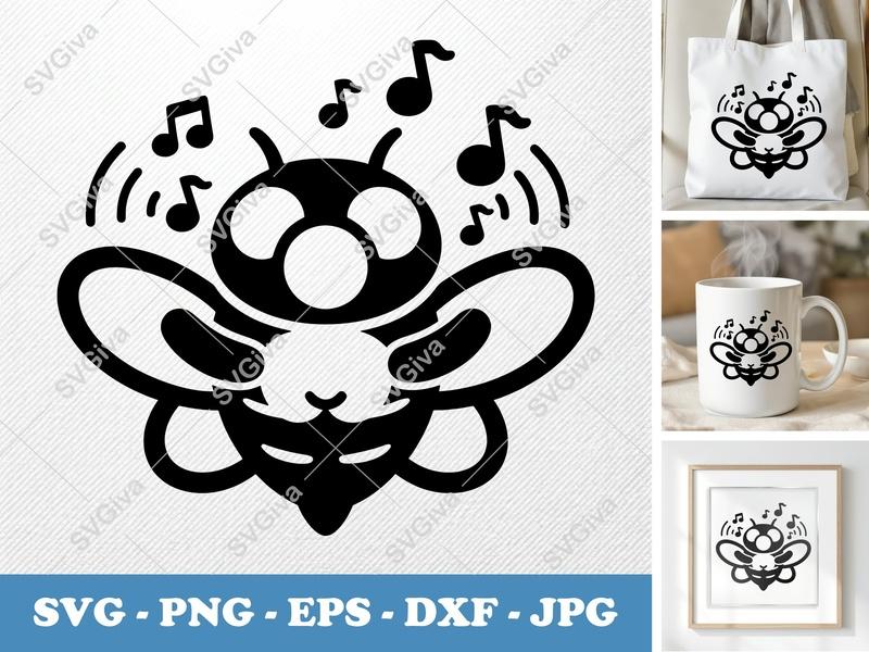 Cicada Singing SVG | Puffy Animated Cut File | PNG DXF EPS | Cricut Silhouette Design