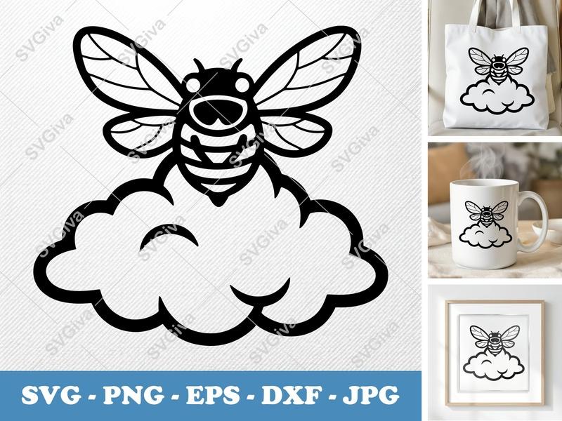 Cicada SVG Cut File | Modern Clean Design, Insect Outline | PNG EPS DXF for Cricut & Silhouette, Vector Art