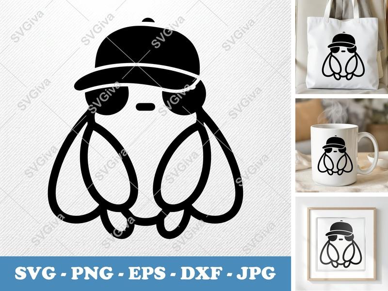 Cicada SVG | Modern Clean Design | Baseball Hat, Sunglasses | PNG EPS DXF for Cricut & Silhouette