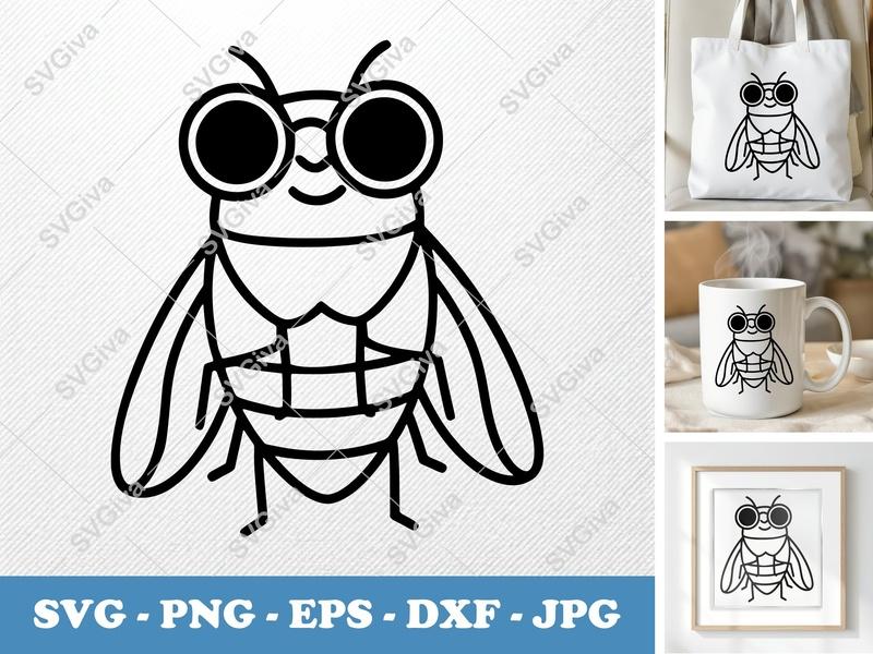 Cicada SVG | Modern Clean Design Bug Insect | Cricut Silhouette File | PNG EPS DXF Vector Clipart