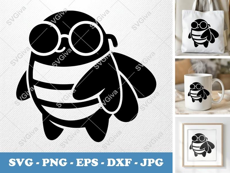 Cicada SVG | Modern Clean Insect with Glasses Cut File | PNG EPS DXF for Cricut Silhouette