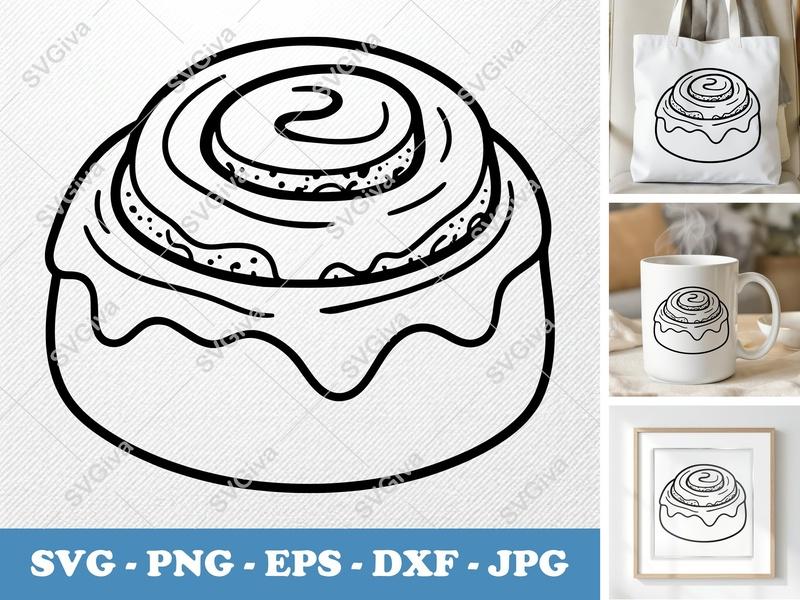 Cinnamon Bun SVG | Friendly Rounded Body Design | PNG DXF EPS | Cricut Silhouette Cut File