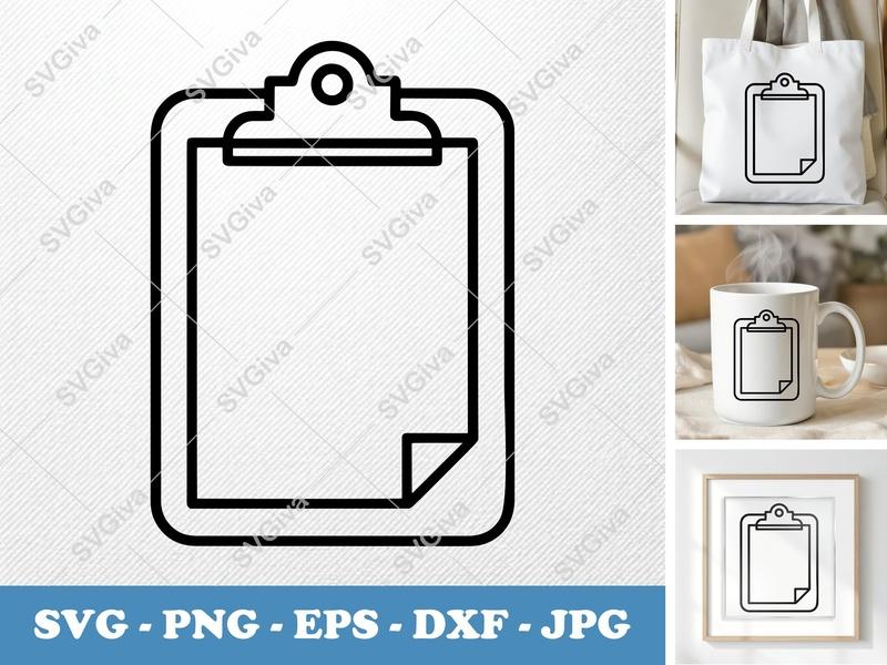 Clipboard classic svg icon | Minimal Line Art, Paper Clip, Office Supply | SVG, PNG, EPS, DXF for Cricut & Silhouette