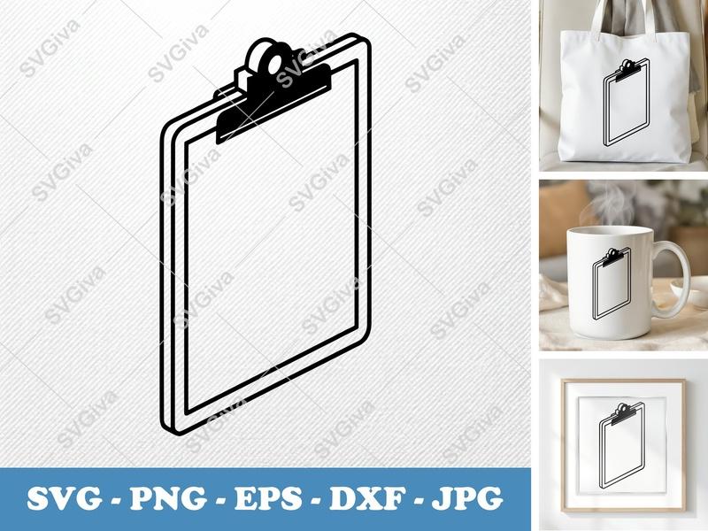 Clipboard isometric angle SVG, Bold Outline Clipart, PNG, EPS, DXF for Cricut & Silhouette, Workspace Icon, Office Supply Cut File