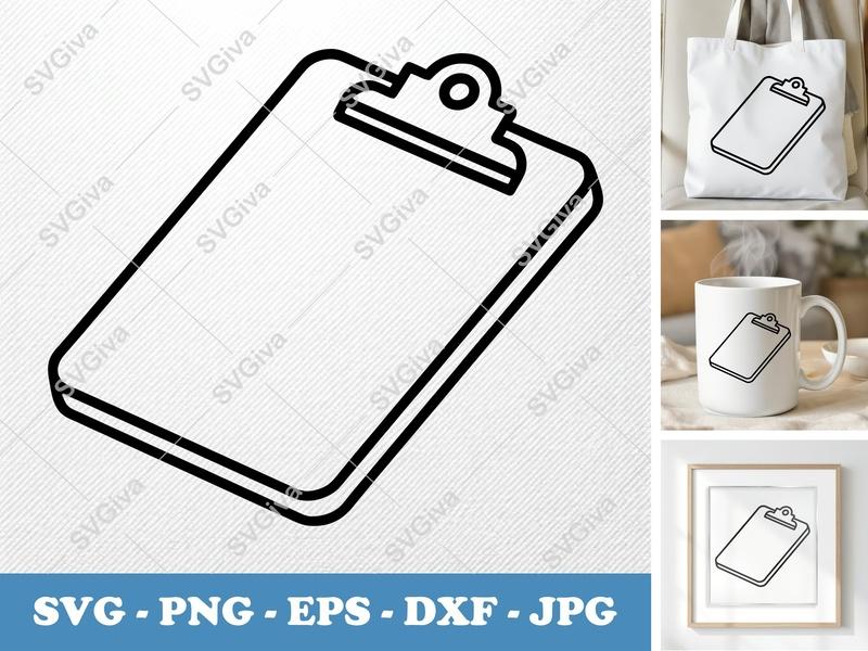 Clipboard isometric angle SVG | Minimal Line Art Icon | PNG EPS DXF for Cricut & Silhouette | Office Supply Vector