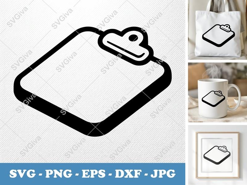 Clipboard isometric angle SVG, Soft Puffy Shapes, No Sharp Corners. PNG EPS DXF for Cricut & Silhouette Machines