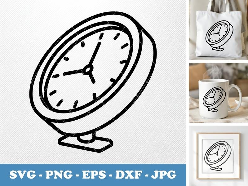 Clock isometric angle SVG, Bold Outline Time Icon PNG, EPS, DXF | Cricut & Silhouette Cut File, Workspace Vector