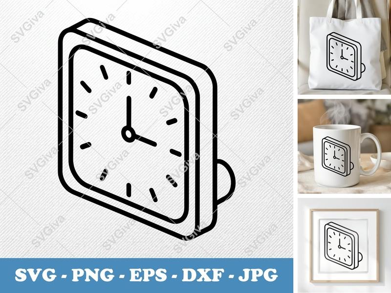 Clock SVG | Modern Clean Design, Isometric Time Icon PNG EPS DXF | Cricut & Silhouette Cut File