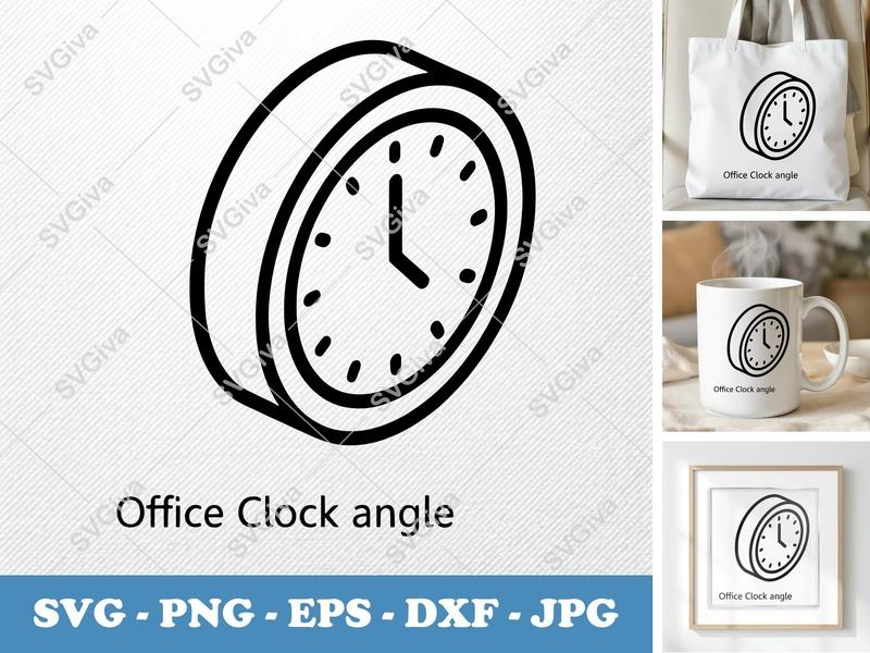 Clock SVG | Modern Clean Design | Time Clock Cut File for Cricut, Silhouette | PNG EPS DXF | Office Decor