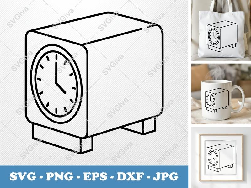 Clock SVG | Modern Clean Design, Time Cut File, PNG EPS DXF for Cricut & Silhouette, Desk Decor Vector
