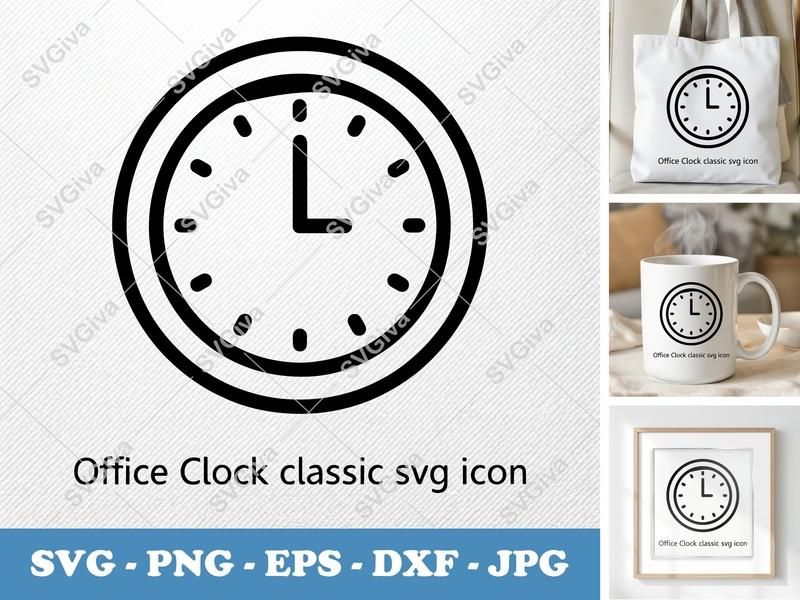 Clock SVG | Modern Clean Design, Time Icon, PNG EPS DXF for Cricut, Silhouette, Business, Productivity