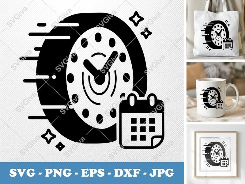Clock SVG | Time Management PNG, EPS, DXF | Modern Productivity Cricut & Silhouette Cut File