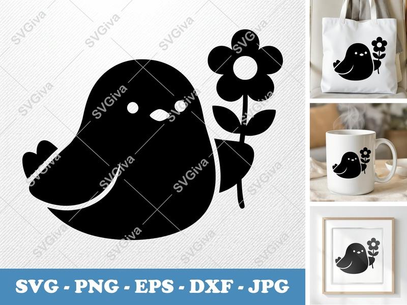 Coastal Seagull SVG, PNG, DXF, EPS | Floral Bird Design for Cricut & Silhouette Crafting