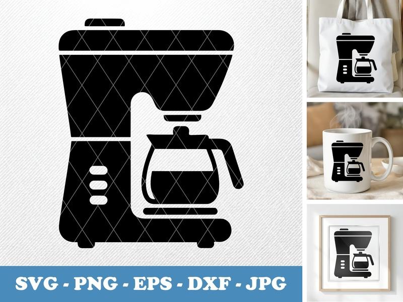 Coffee Maker classic svg icon | Puffy Soft Shape | SVG PNG EPS DXF Cut File for Cricut Silhouette | Kitchen Appliance Vector