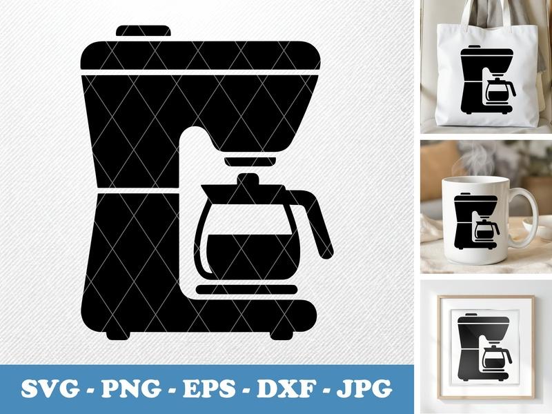 Coffee Maker in side view profile SVG, Puffy Soft Shapes, Inflated Forms | PNG EPS DXF | Cricut Silhouette File