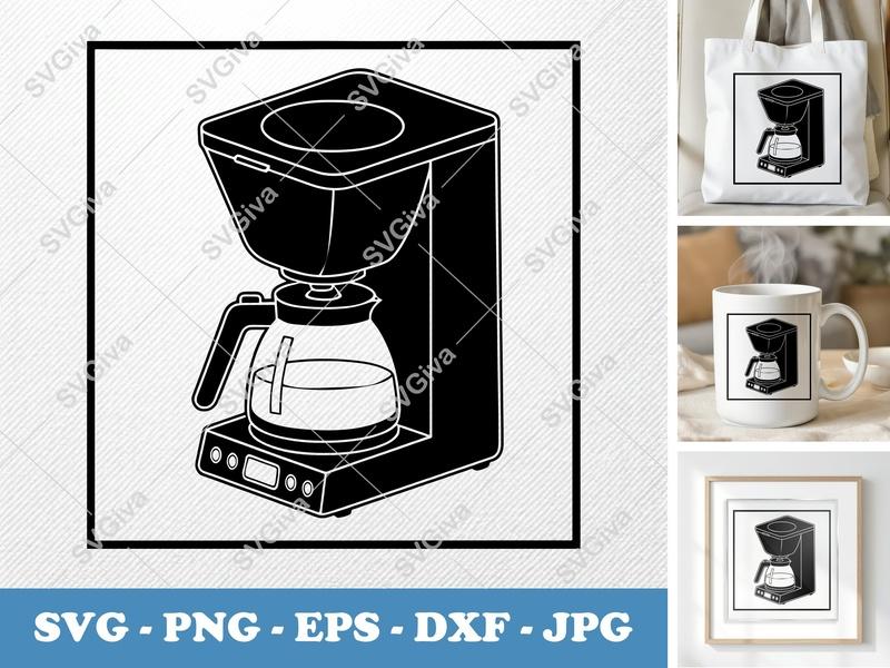 Coffee Maker isometric angle | Solid Black Fill SVG PNG EPS DXF | Cricut Silhouette Cut File Icon Clipart