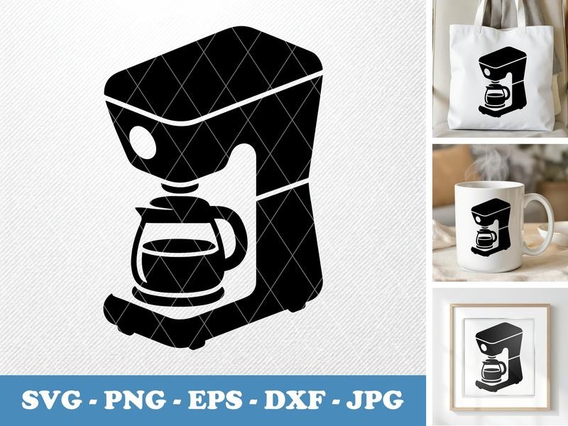 Coffee Maker isometric angle SVG | Puffy Soft Icon, Kitchen Appliance, PNG DXF EPS for Cricut Silhouette